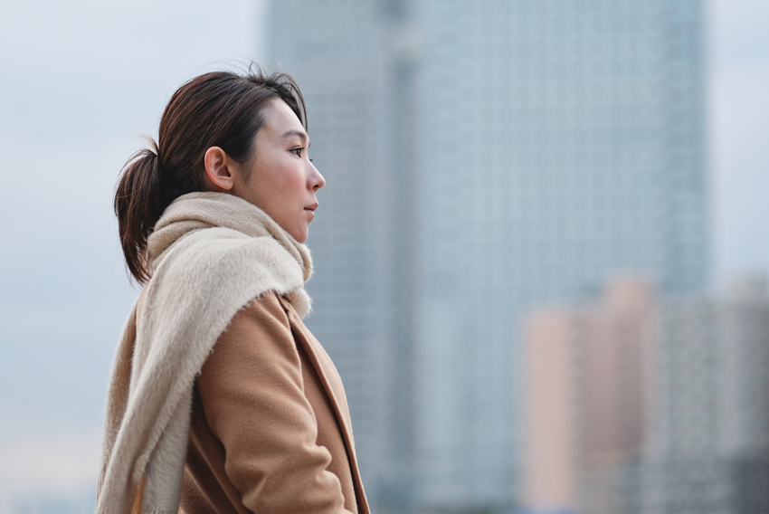 Stock photo of woman looking off into the distance