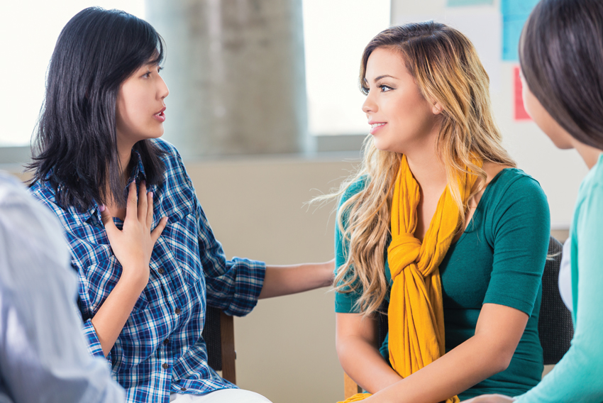 Stock photo of women talking