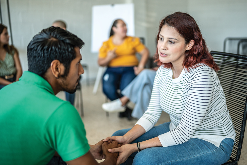 Stock photo of social support in action