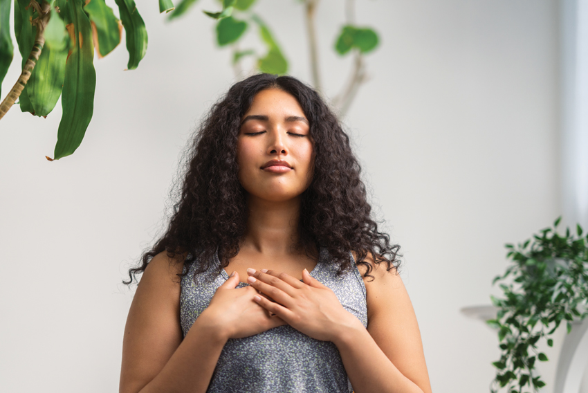 Stock image of woman meditating