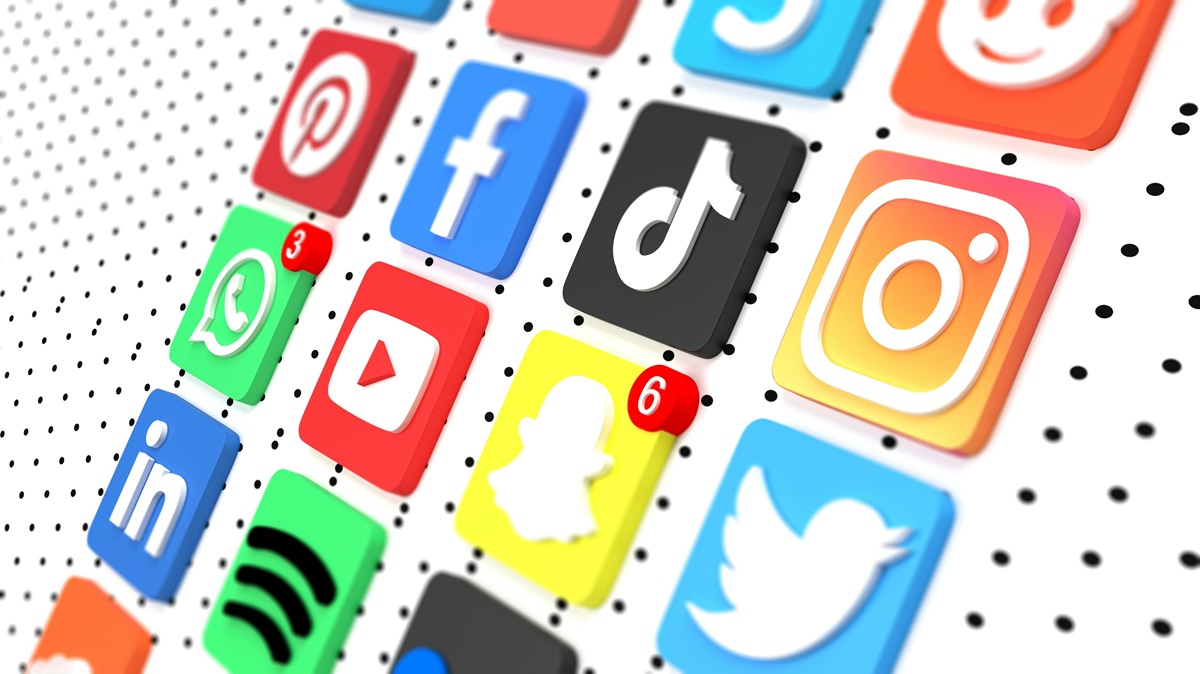 stock image of social media company logos
