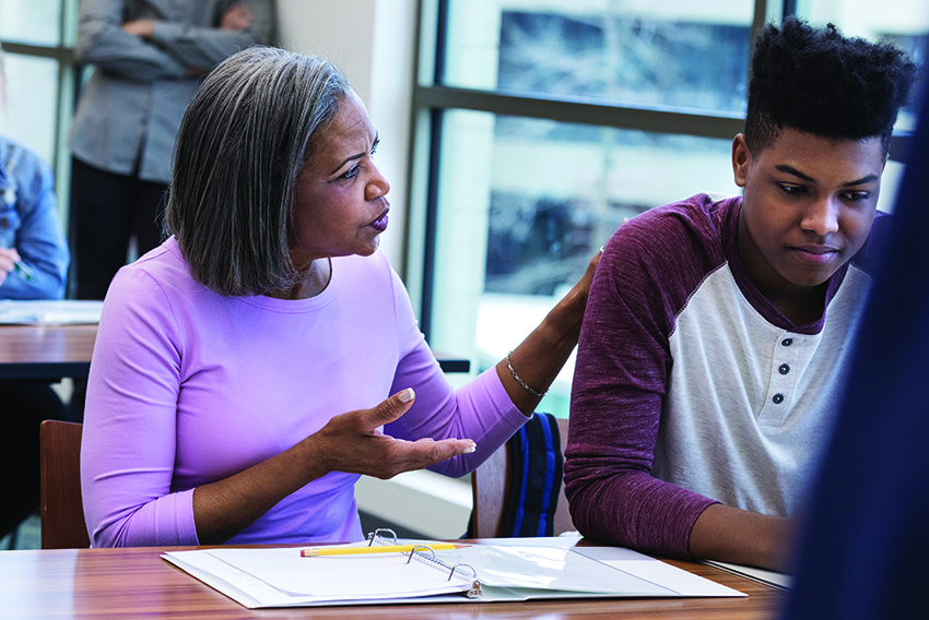 stock photo of two people talking